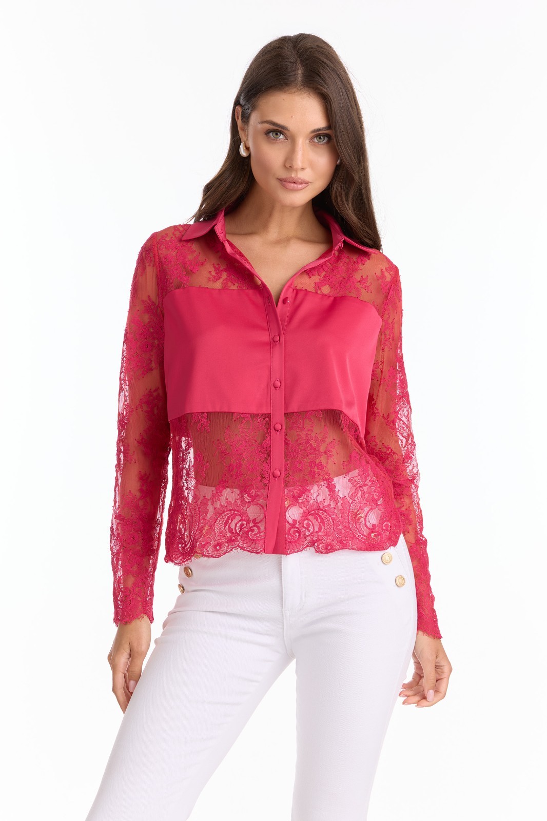 Vienna Lace Blouse Fuchsia THE NOLI SHOP