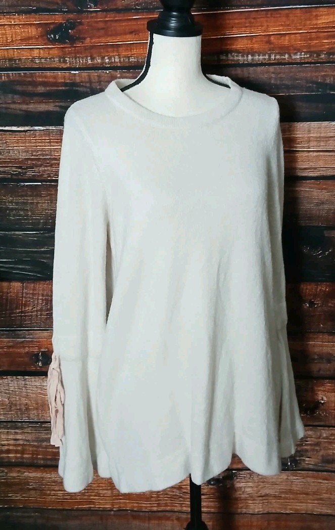 Octavia Sweater Size M White Bell Sleeve Tie Cuff Maternity