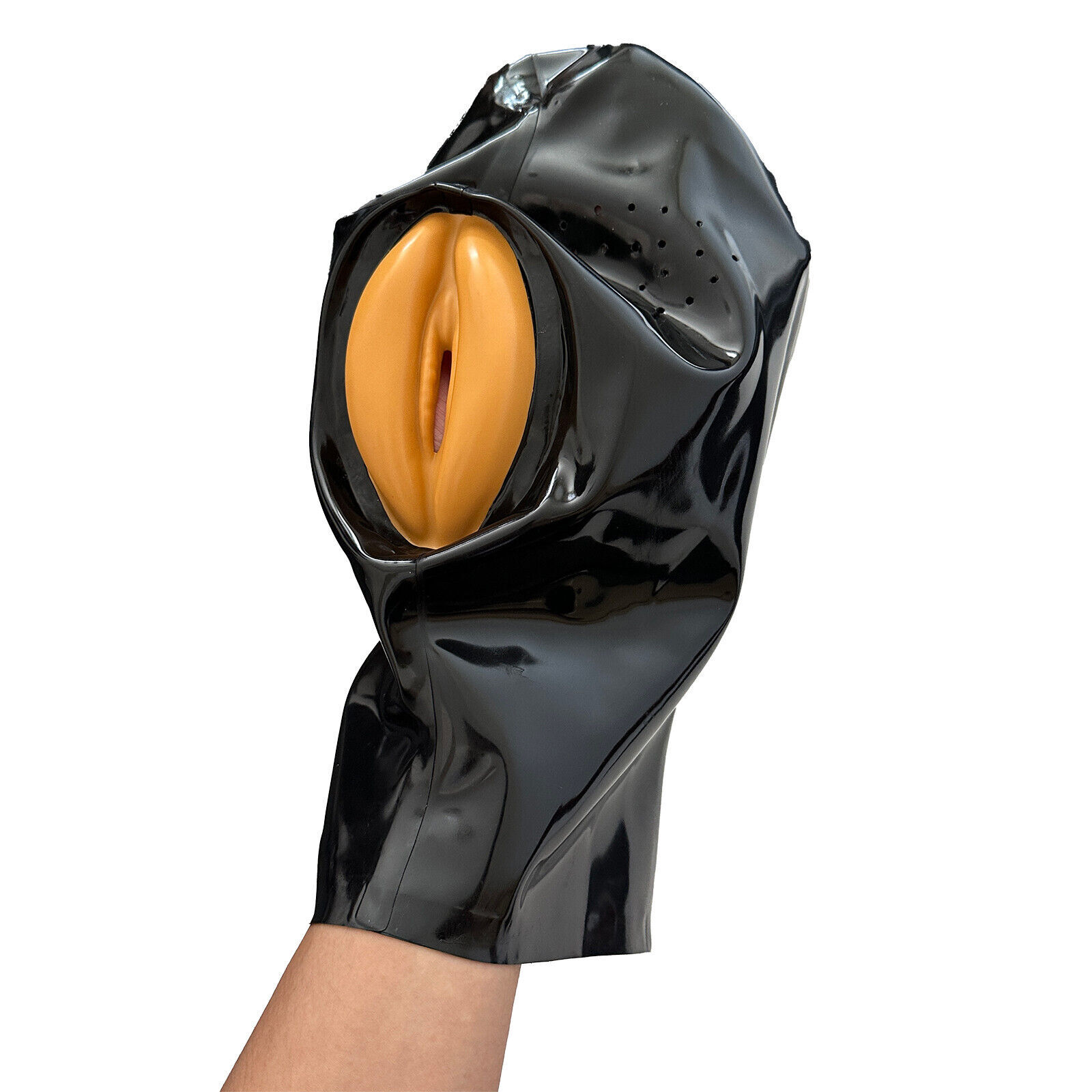 Latex Hood Back Zipper Rubber Mask with Vaginal Party Cosplay Outfit Fetish BDSM