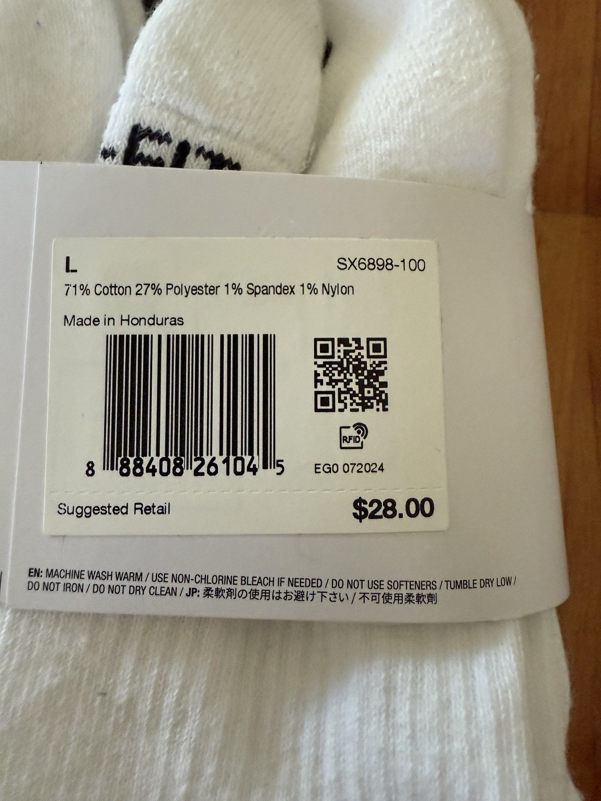 Nike Everyday Plus Cushioned No-Show Socks 6-Pair White/Black Size L SX6898-100
