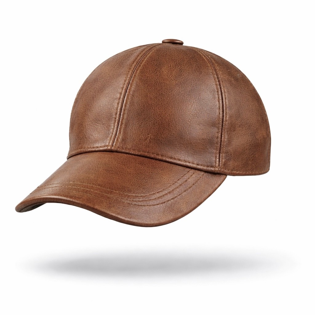 Vintage Leather Baseball Cap Hat – 100% Genuine Sheepskin Leather Hat