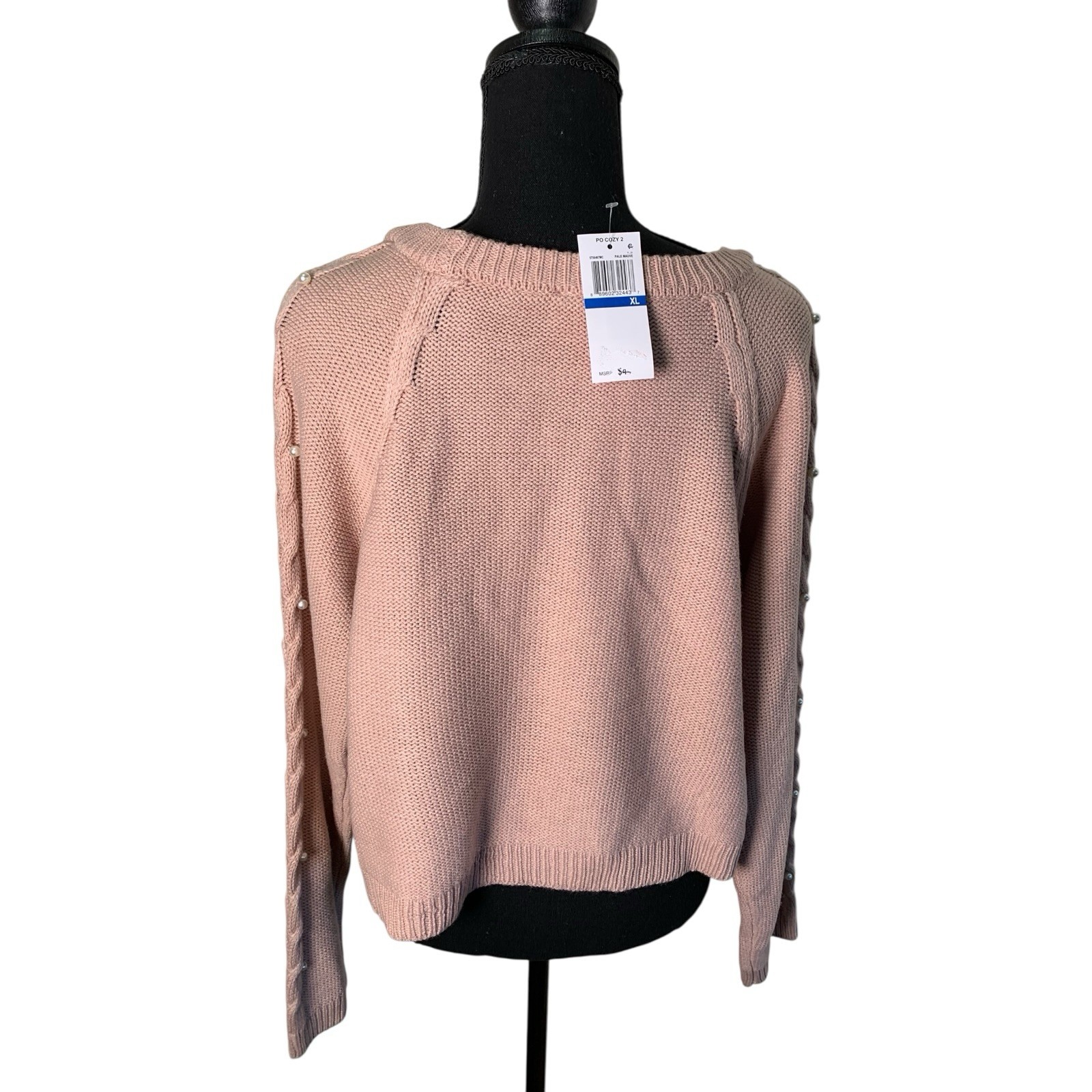 Freshman NWT XL Junior Pink Pearl Embellished Pull-over Sweater G200