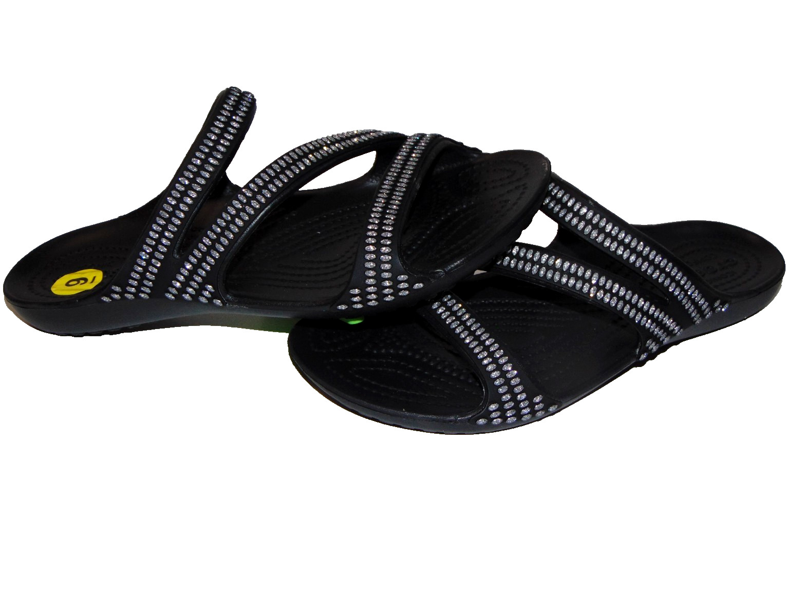 Crocs Kadee II Jewels Womens Size 9 Black Rhinestone Strappy Slide Sandals NWT