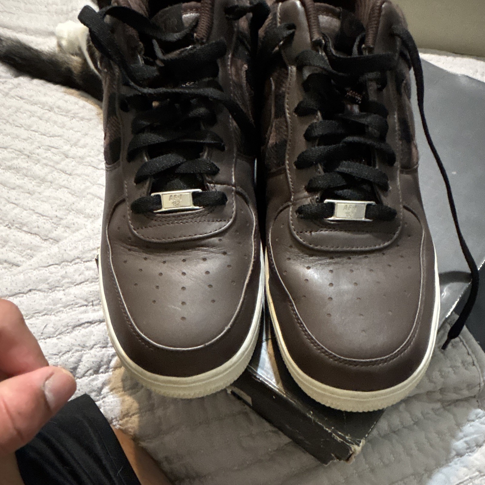 Nike Air Force 1 Premium ’07 Low Top Plaid Sneaker Brown/Black/White 315180-224