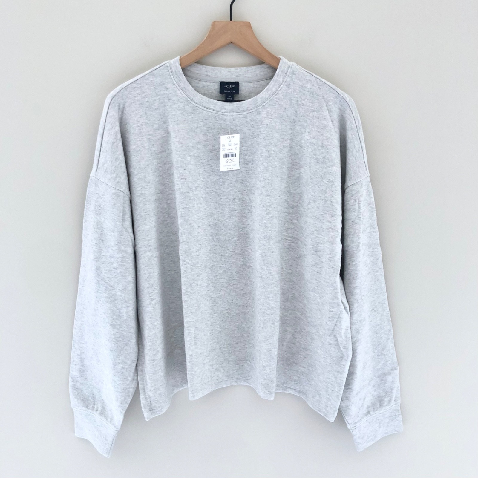 NWT J.Crew Factory XL Crewneck Sweatshirt in Cloudspun Yarn Heather Dusk Gray