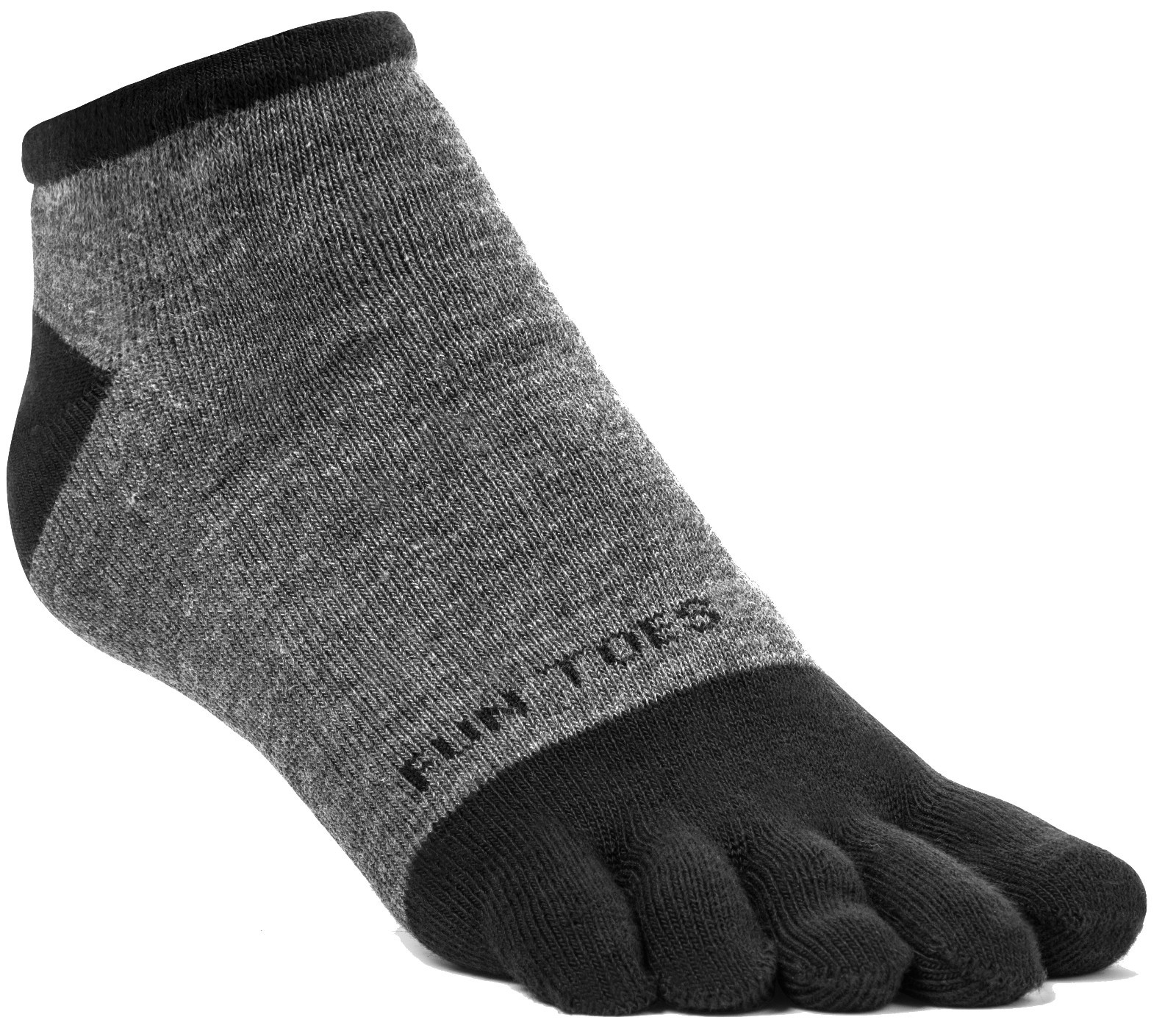 FUN TOES Men Toe Socks 3 Pairs Size 10 to 13 Shoe 6 12.5 Grey with black