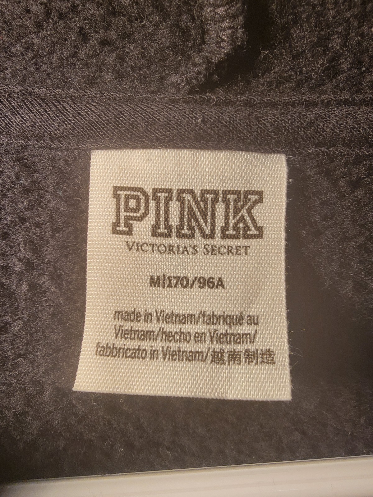 PINK Victoria’s Secret Black Logo Fleece Pullover Hoodie Drawstring Women’s M