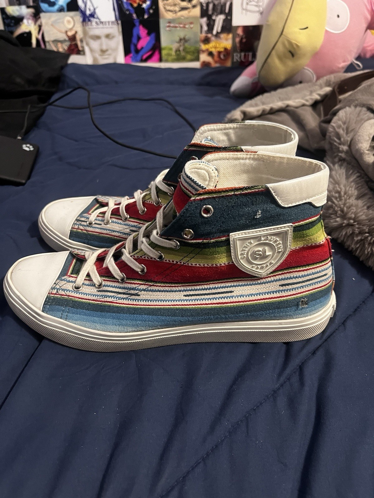 Saint Laurent Bedford High Top Multicolor Sneakers Made In Italy Size 43 US 10