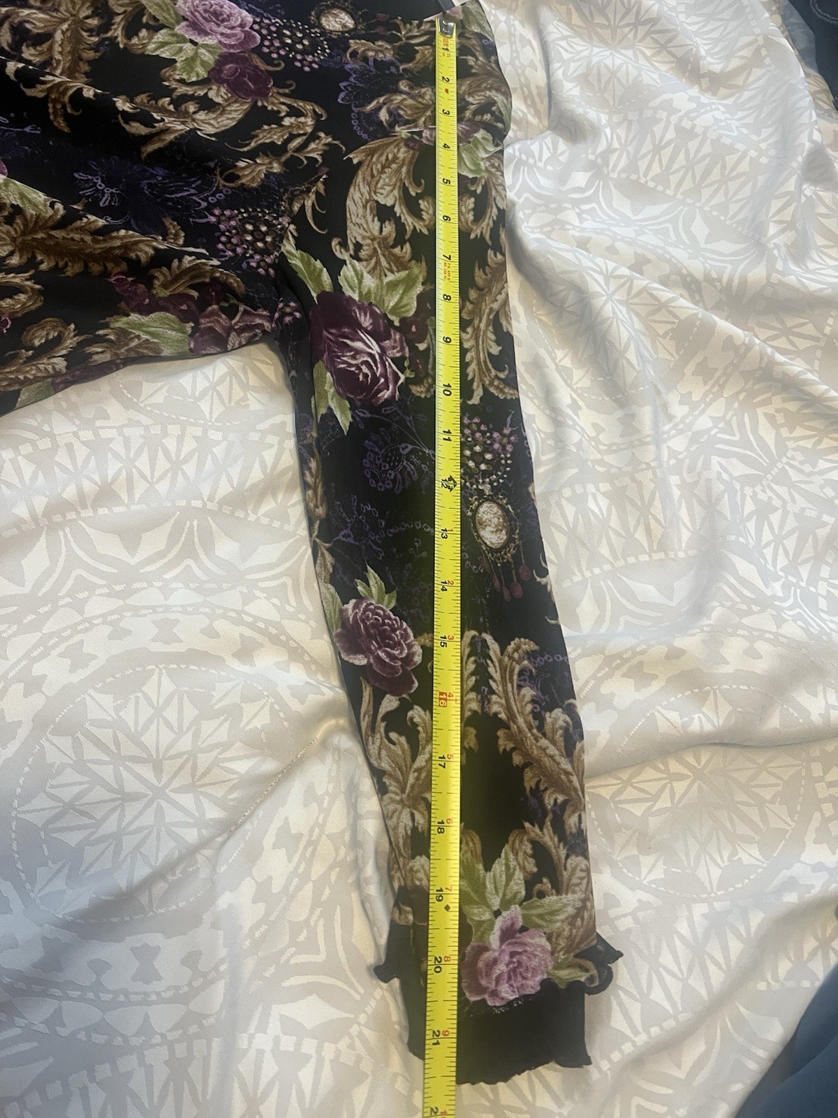 White Stag Black And Purple Floral Paisley Print Long Sleeve Blouse