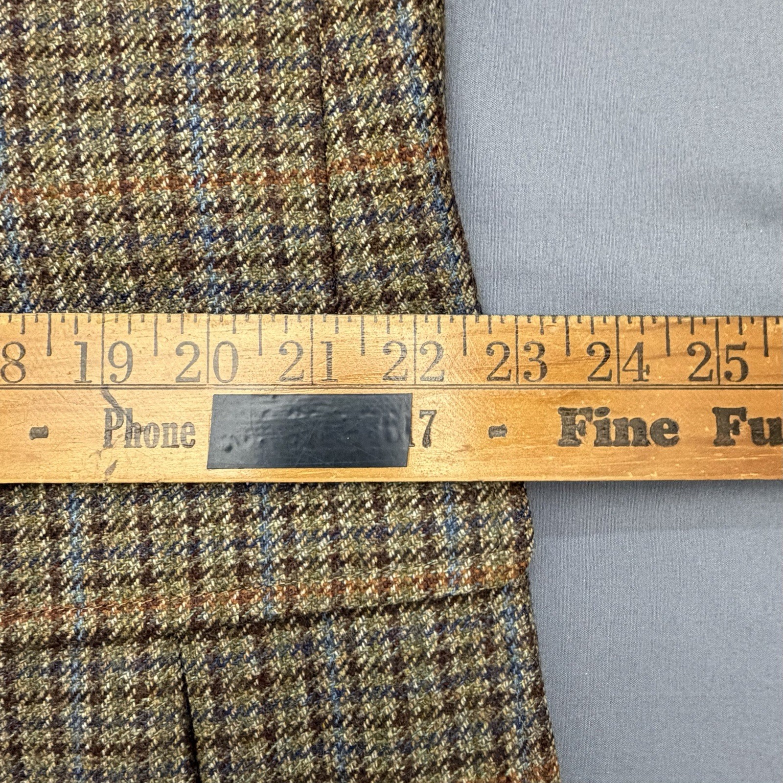 KROON Men’s 44L Brown Plaid 100% Virgin Wool Sport Coat Elbow Patch Blazer