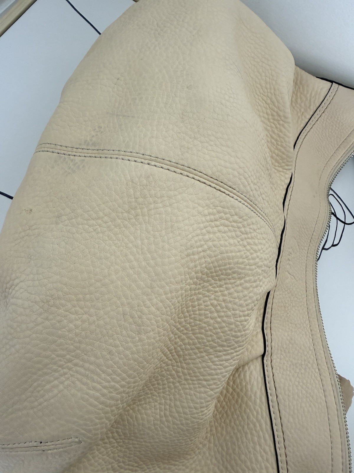 Coach Cream Pebbled Leather Large Hobo Handbag B1077-F13731