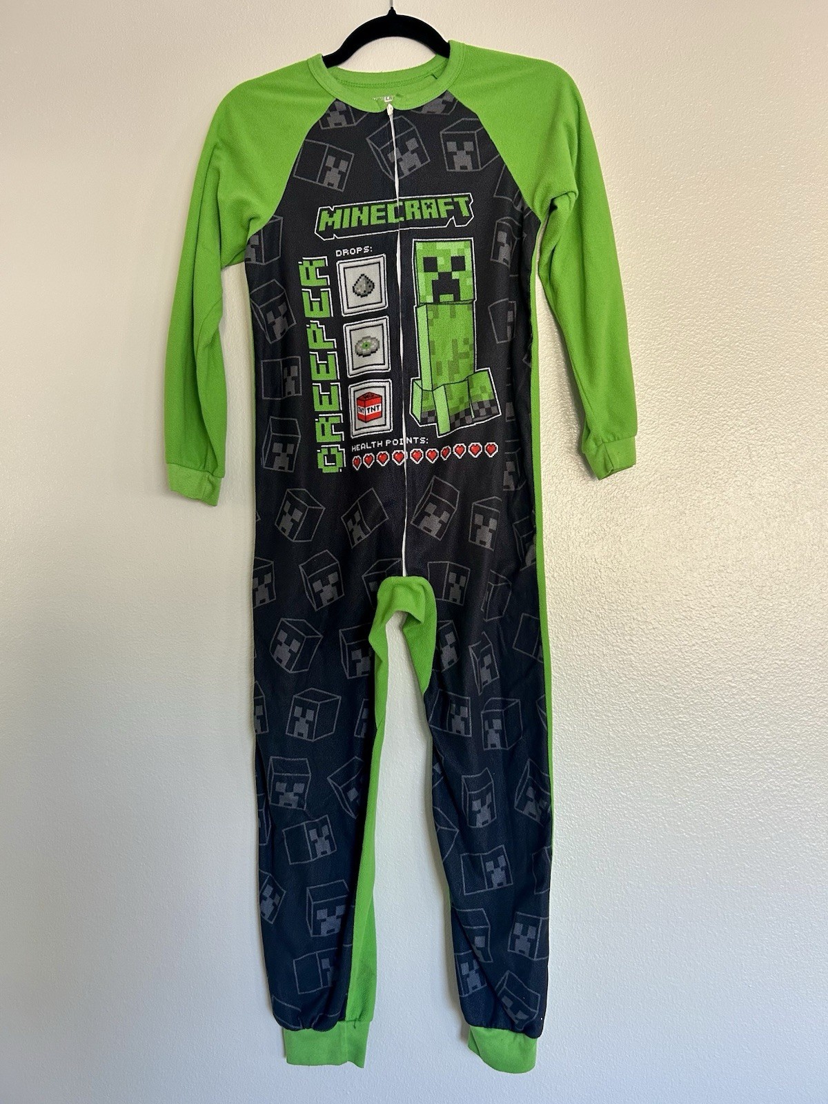 Minecraft & Camouflage Boys Size 12-14 Pajama Sets One Piece Full Zip Hoodie