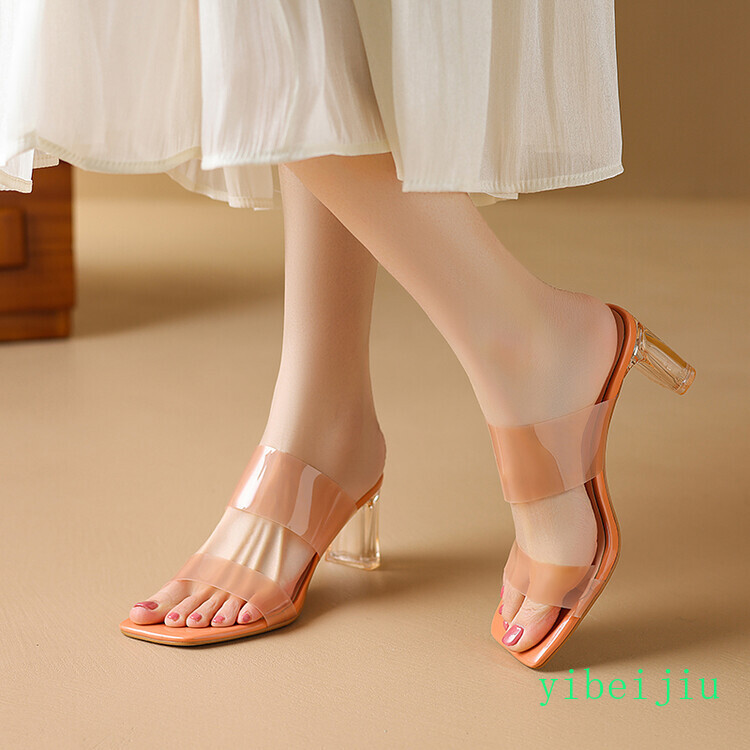 New Women Lady Slippers Crystal High Heel Sandals Mules Slides Causal Shoes 2026