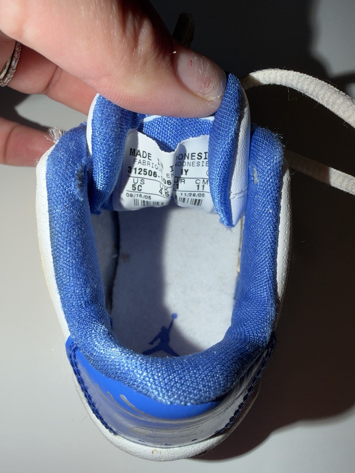 Nike Jordan 23 White Blue Silver Leather 2005 Vintage Lace Up Baby Shoes US 5C