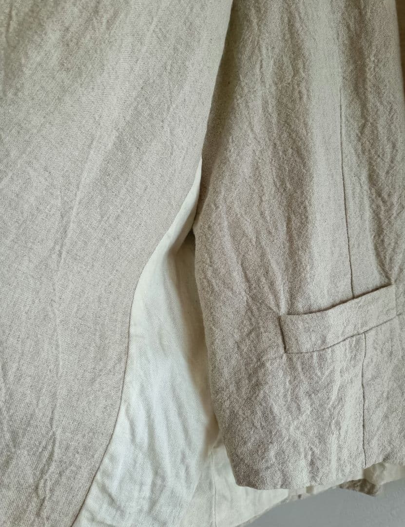 ECOLE DE CURIOSITES Linen Ramie Tightly Woven Jacket Size M Washed Out Finish