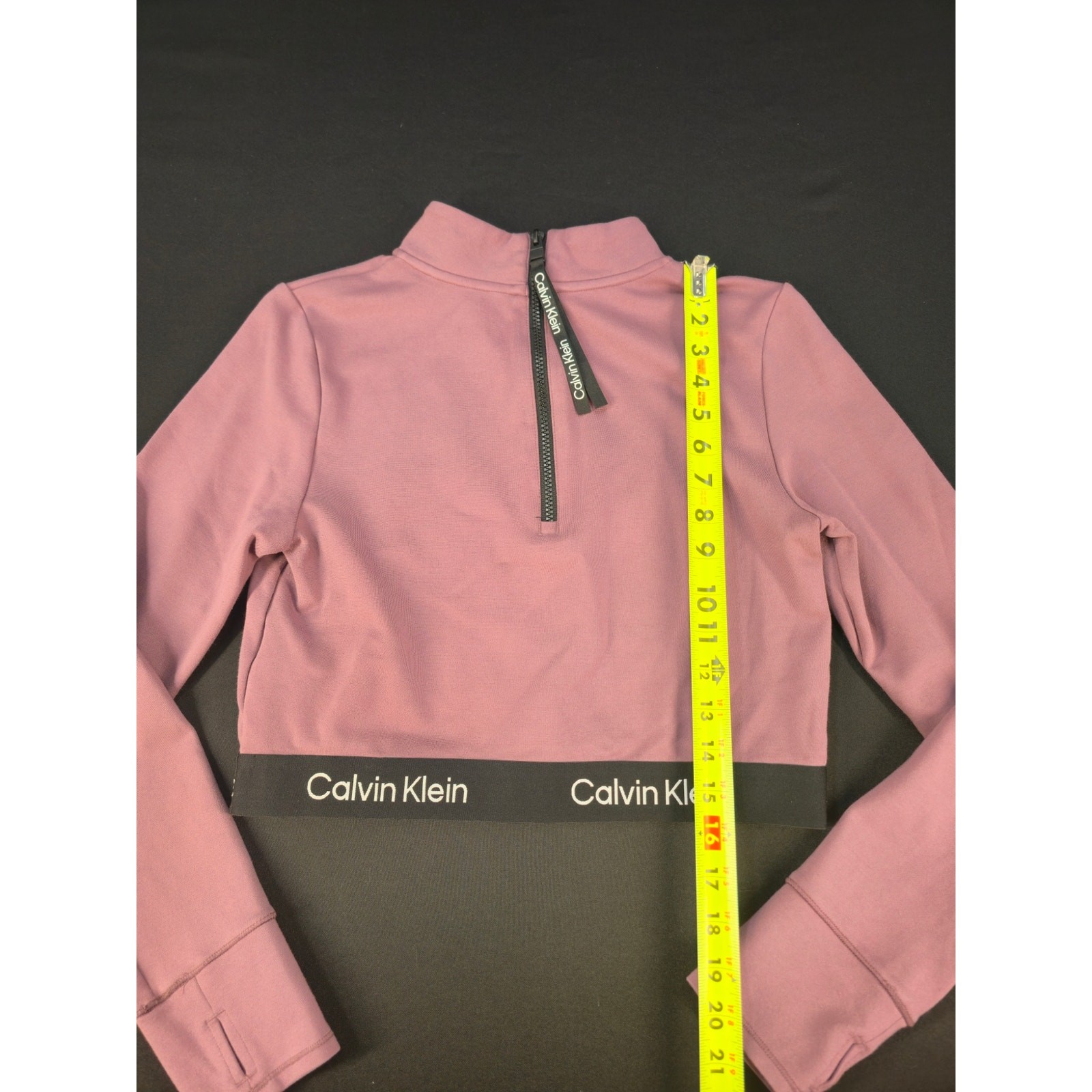 Calvin Klein Performance Womens Large Cropped Quarter Zip Pullover Mauve Stretch
