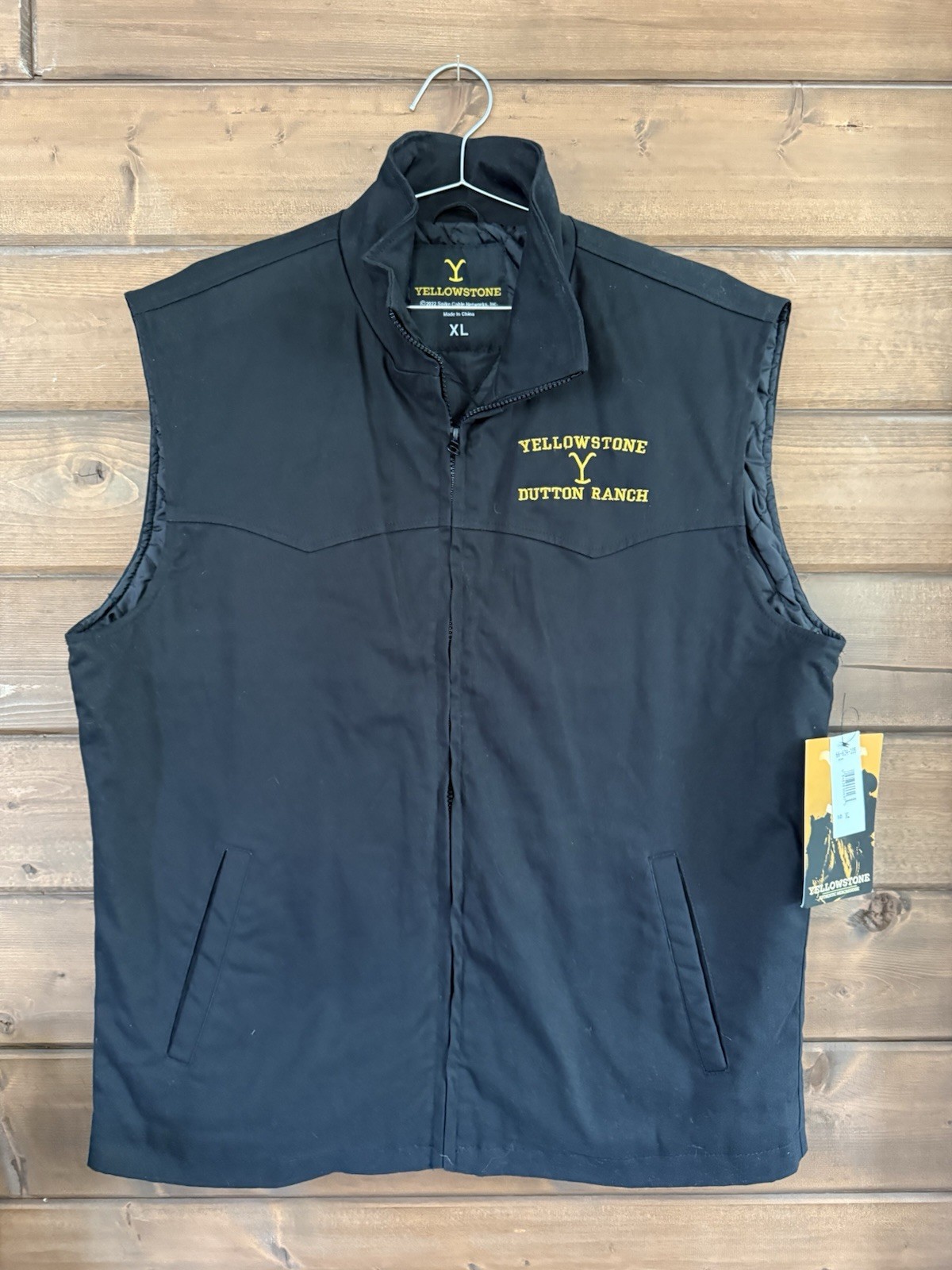 Men’s Yellowstone John Dutton Vest Kevin Costner Black Cotton Western Jacket XL