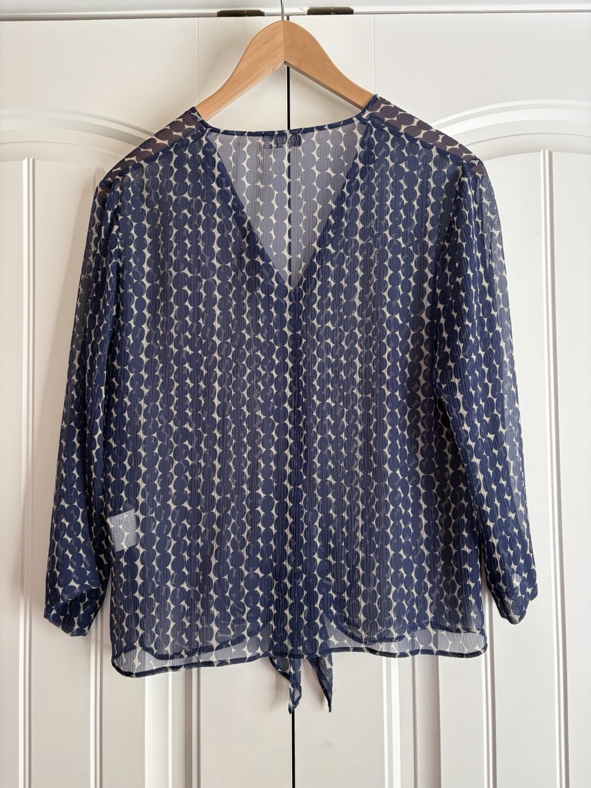 Rosso 35 100% Silk Blue Geometric Shapes Sheer Women’s Size 40 US Sz Small