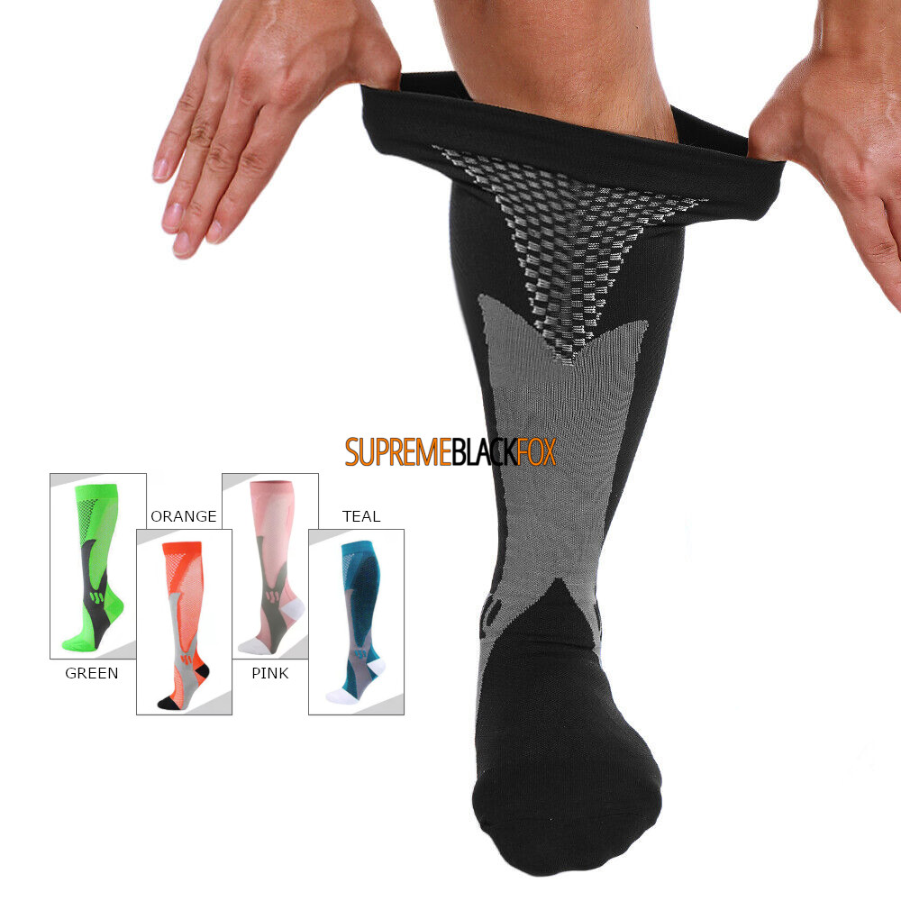 Compression Socks (4 Pairs) Support Medical 20-30mmHg Knee High Unisex (S-XXL)