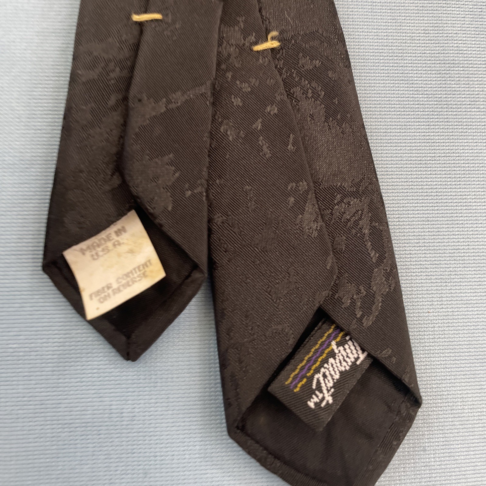 Impact Vtg Slim Necktie Made USA Optical Abstract Art Black Super Skinny 1.7×58″