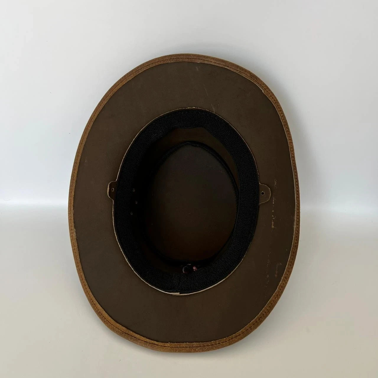 Distressed Brown Handmade Leather Top Hat Rivet Band Steampunk Gothic Hat
