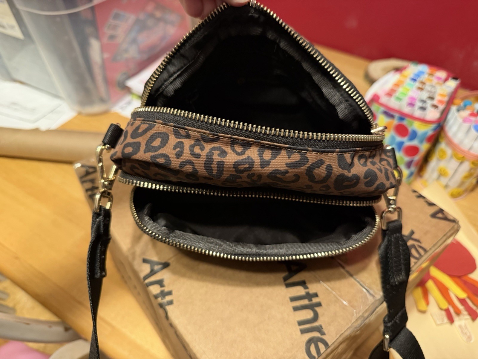 lululemon Leopard Print Everywhere Crossbody Bag 2L Metal Hardware Purse