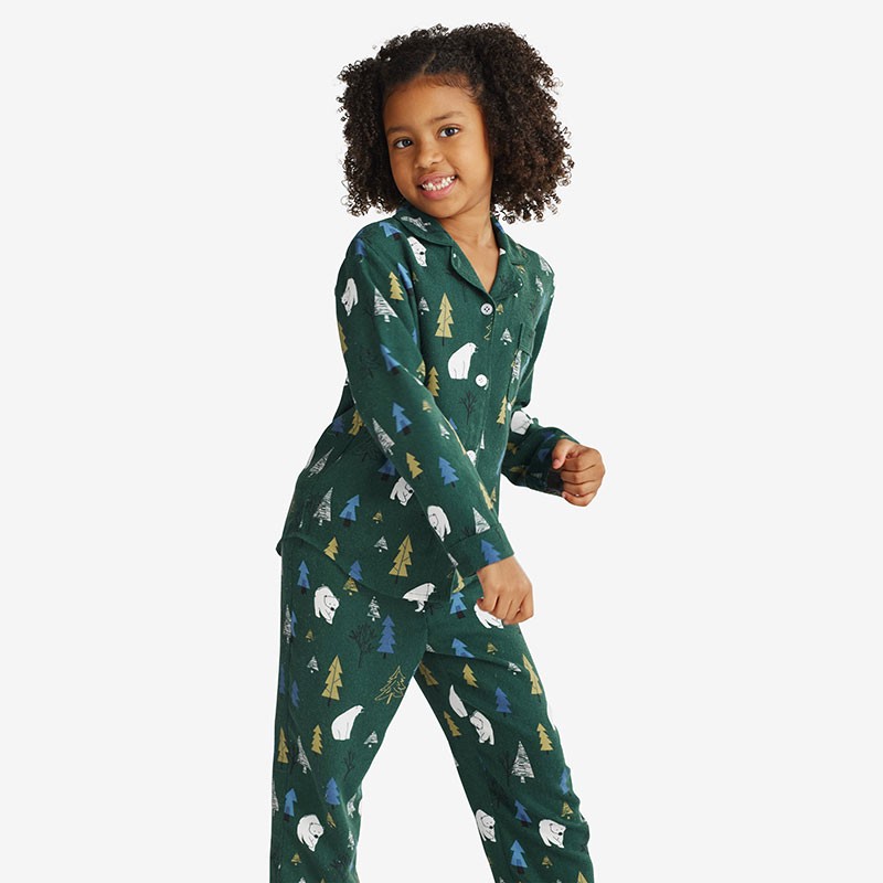 Family Flannel Kid’s Button-Down Pajama Set
