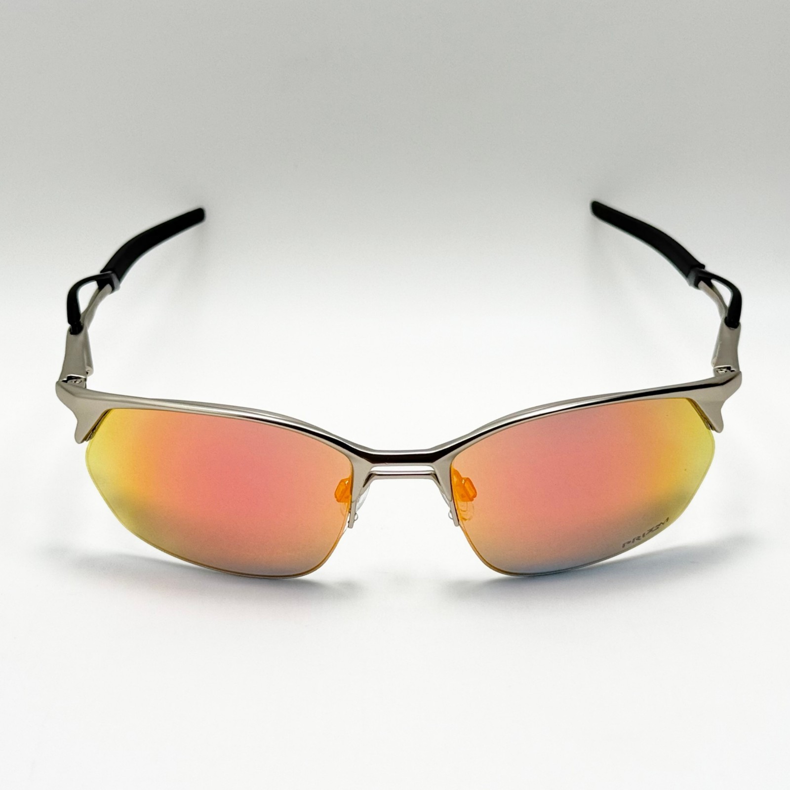 Oakley Wire Tap 2.0 OO4145 Polarized Sunglasses Silver Frame Ruby Lens