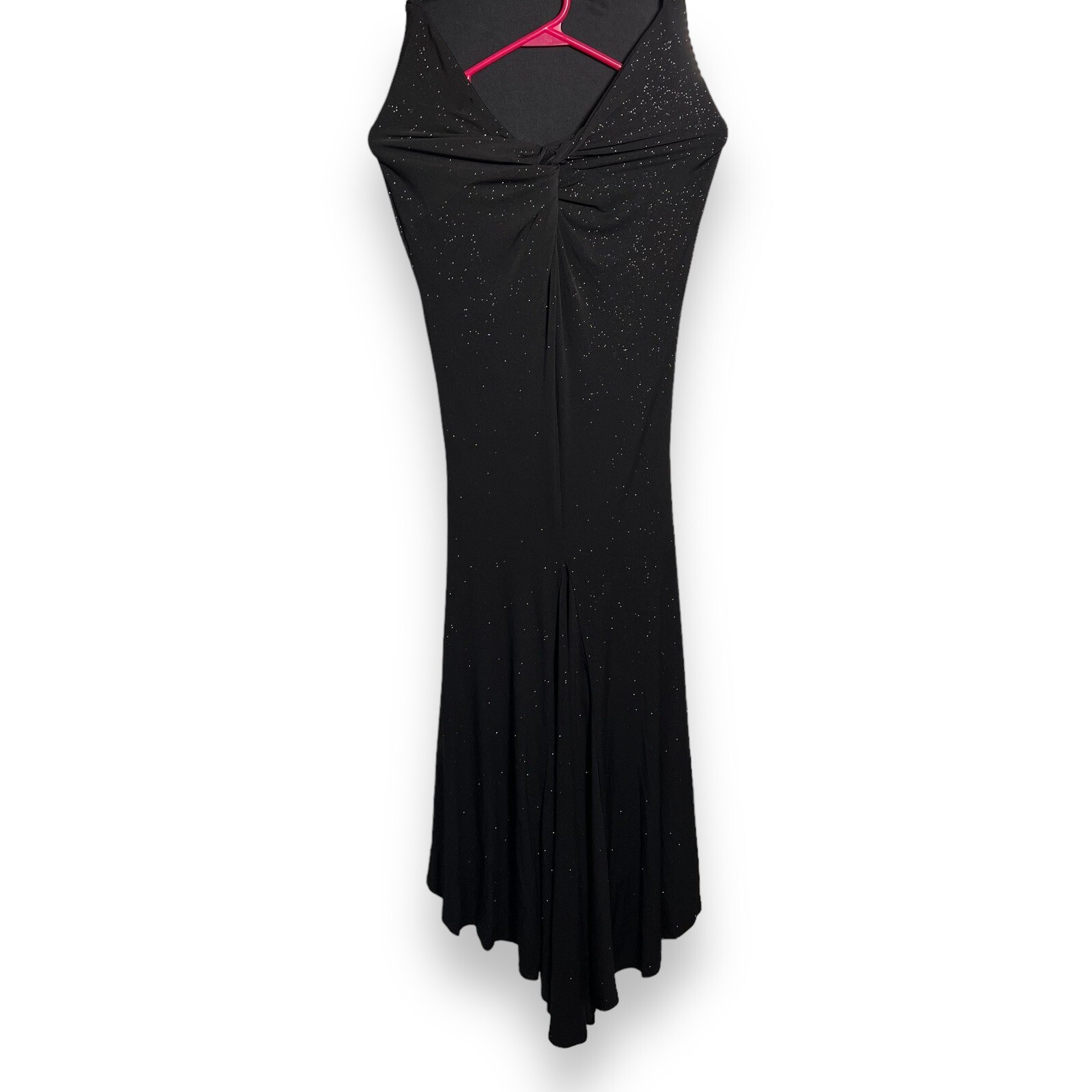 Ladivine By Cinderella Divine Black Glitter Fitted Long Rauch Mermaid Dress S
