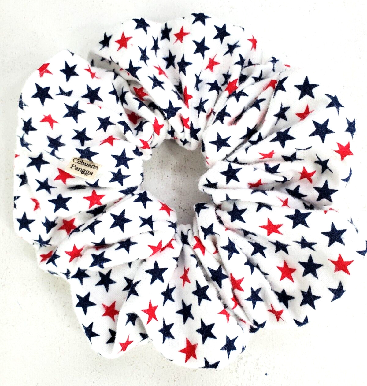 Handmade Women’s Scrunchies size XL White Cotton Snuggle Flannel Stars Print New