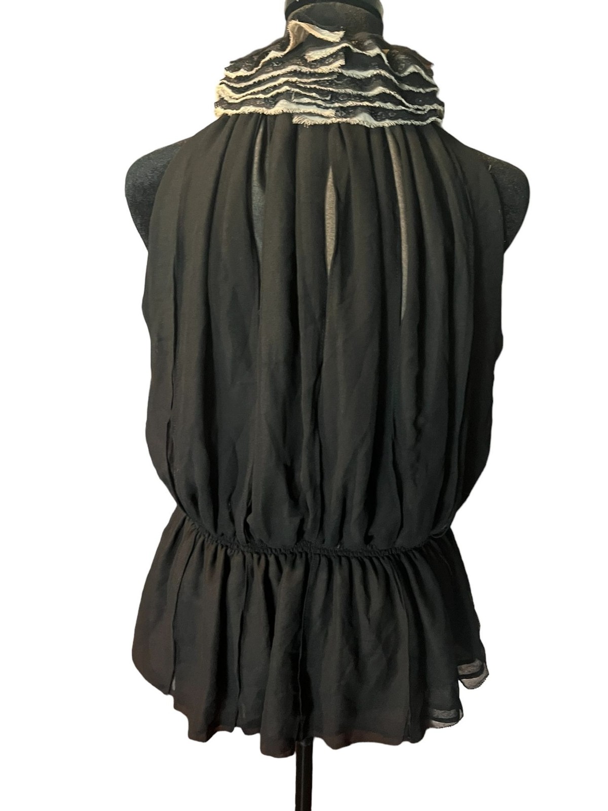 Robert Rodriguez XS Black Ruffled Blouse Women Coquette Victorian Work