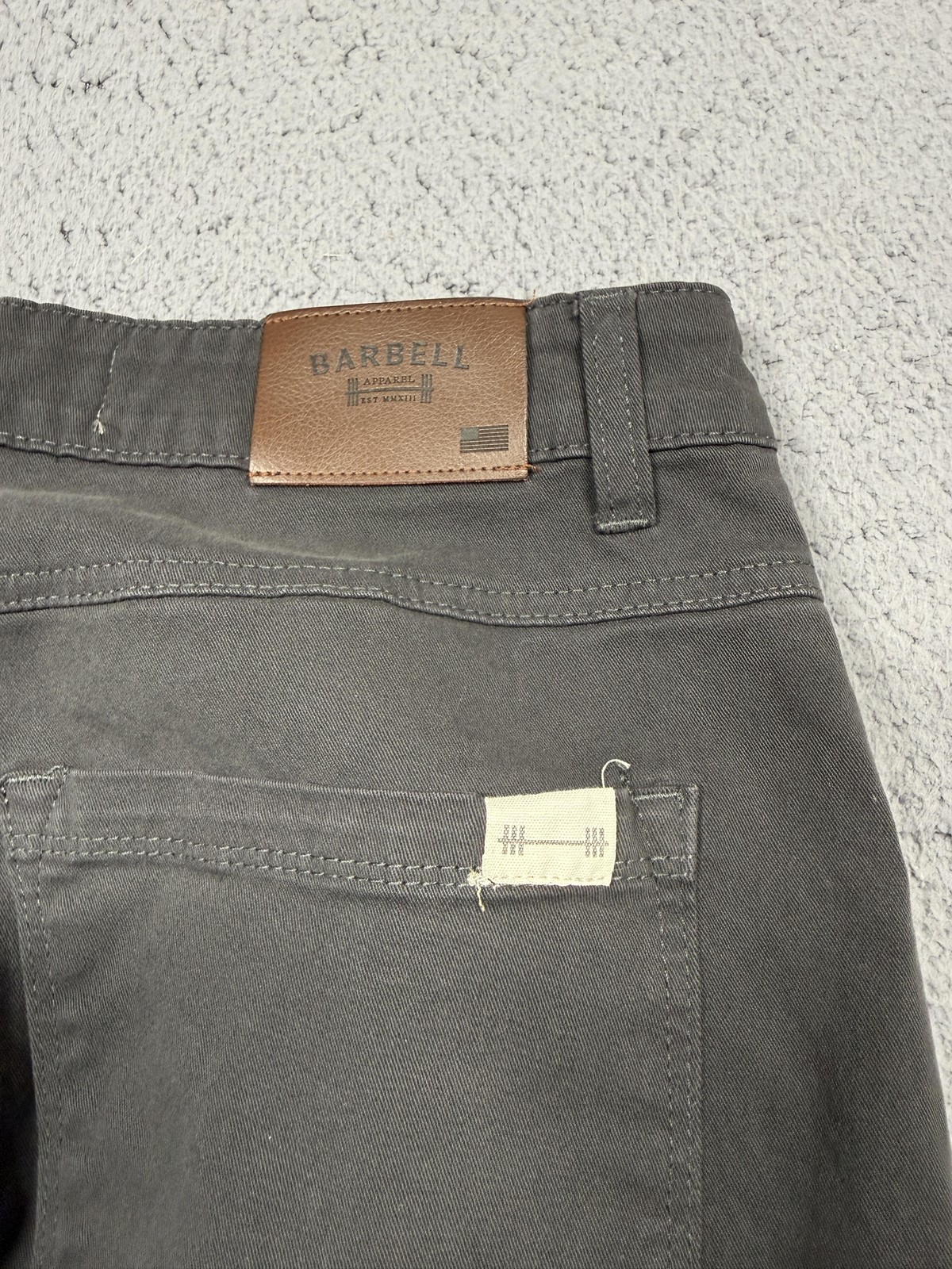 Barbell Apparel Jeans Mens 32×33 Gray Charcoal Wash Straight Leg Stretch Denim