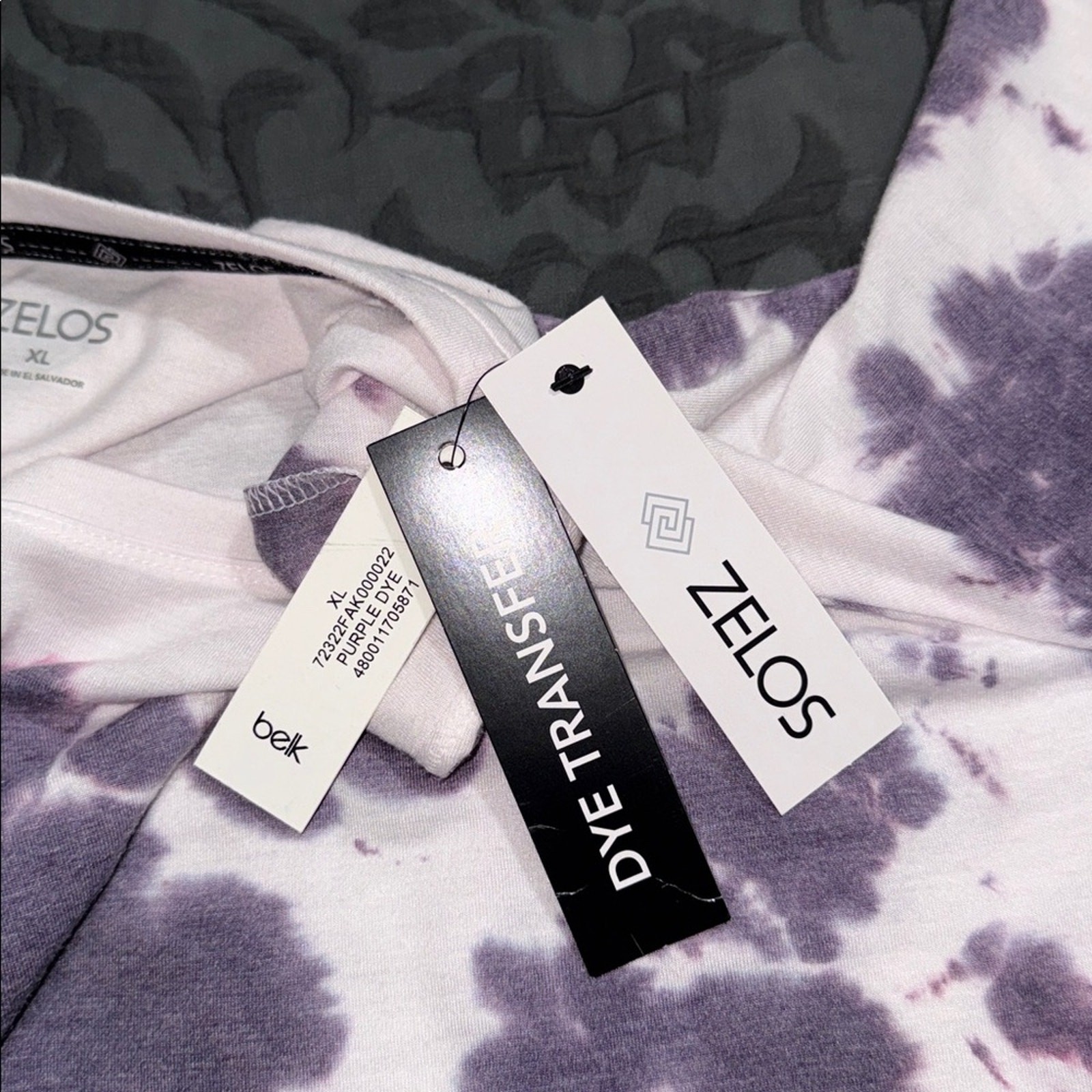 ZELOS size XL tie-dye slim long set-in sleeve shirt activewear casual new