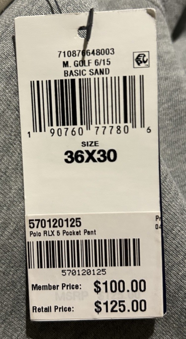 NWT!! Ralph Lauren Polo Golf 5-pocket Performance Pants Men’s 36×30 Basic Sand