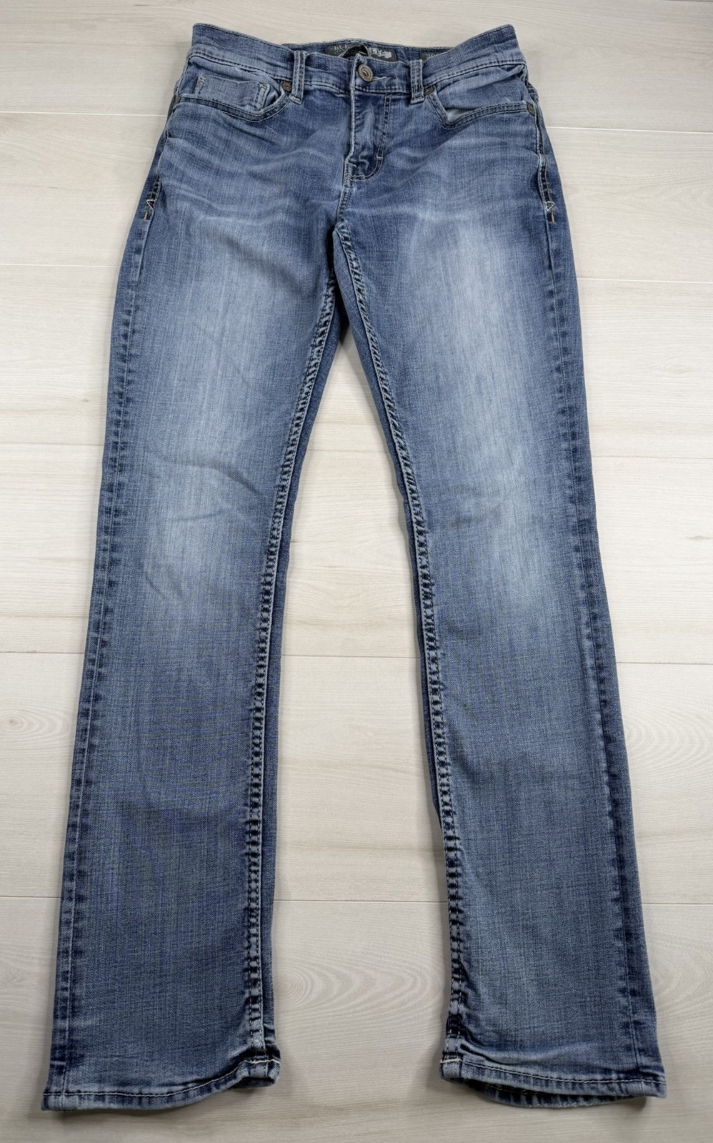 Buckle BKE Alec Slim Straight Jeans Light Wash Distressed Stretch Mens 30×30