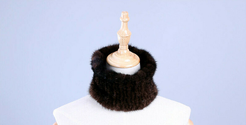 New Real Brown Knitted Mink Knitted Fur Headband Ear Neck Warmer Look