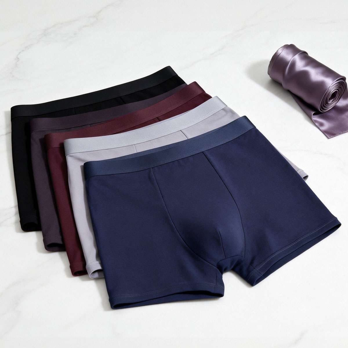 Mens Bamboo Fiber Breathable Boxer Briefs Solid Underwear Underpants Panties New