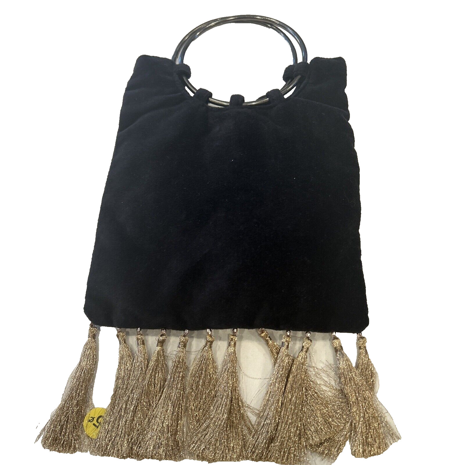 Accessorize Izabella Embellished Ring Handle Velvet Pouch Handbag Boho Bag Purse