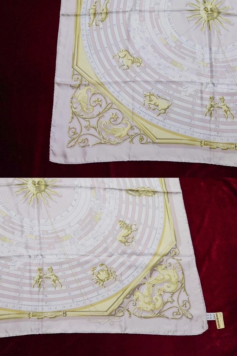 HERMES Carr 90 Dip Dye Scarf Astrologie Gray Astrology Dies et Hore Astronomy C