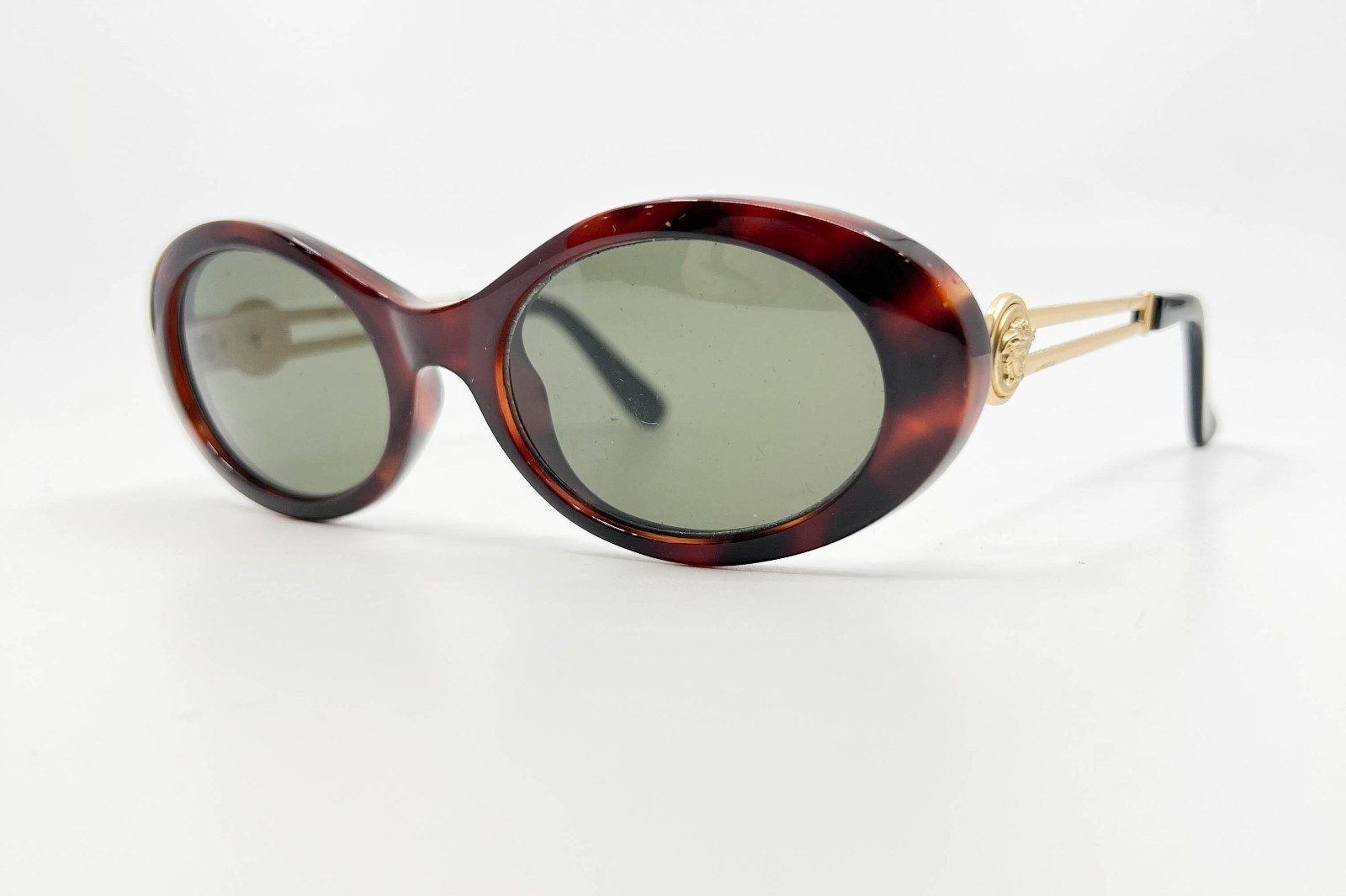VTG Gianni Versace Gold Medusa Sunglasses Mod 342/A Col 900 Brown 19083