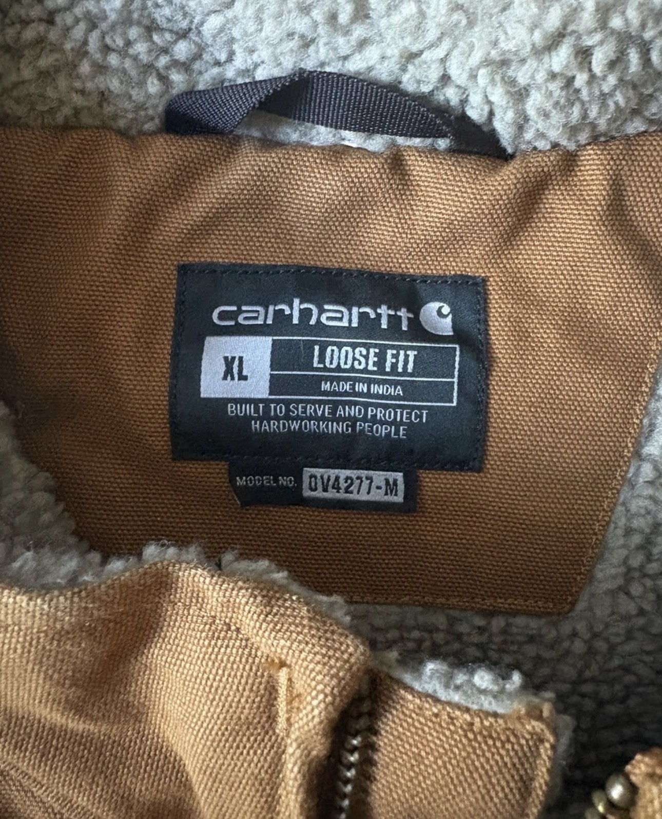 Carhartt Duck Sherpa-Lined Full Zip Mock Neck Vest Brown XL Workwear