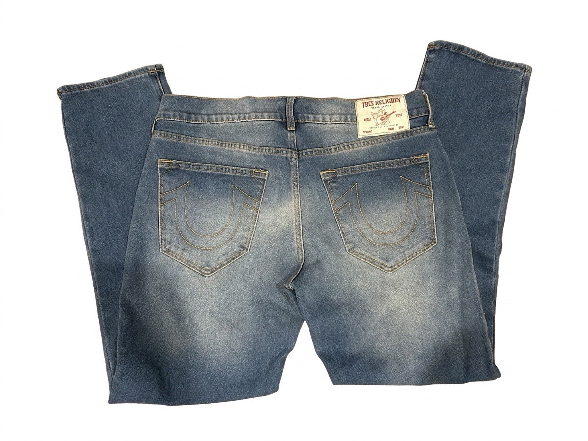 True Religion Geno Relaxed Slim Jeans Mens 33 Blue Denim Stretch Low Rise Y2K