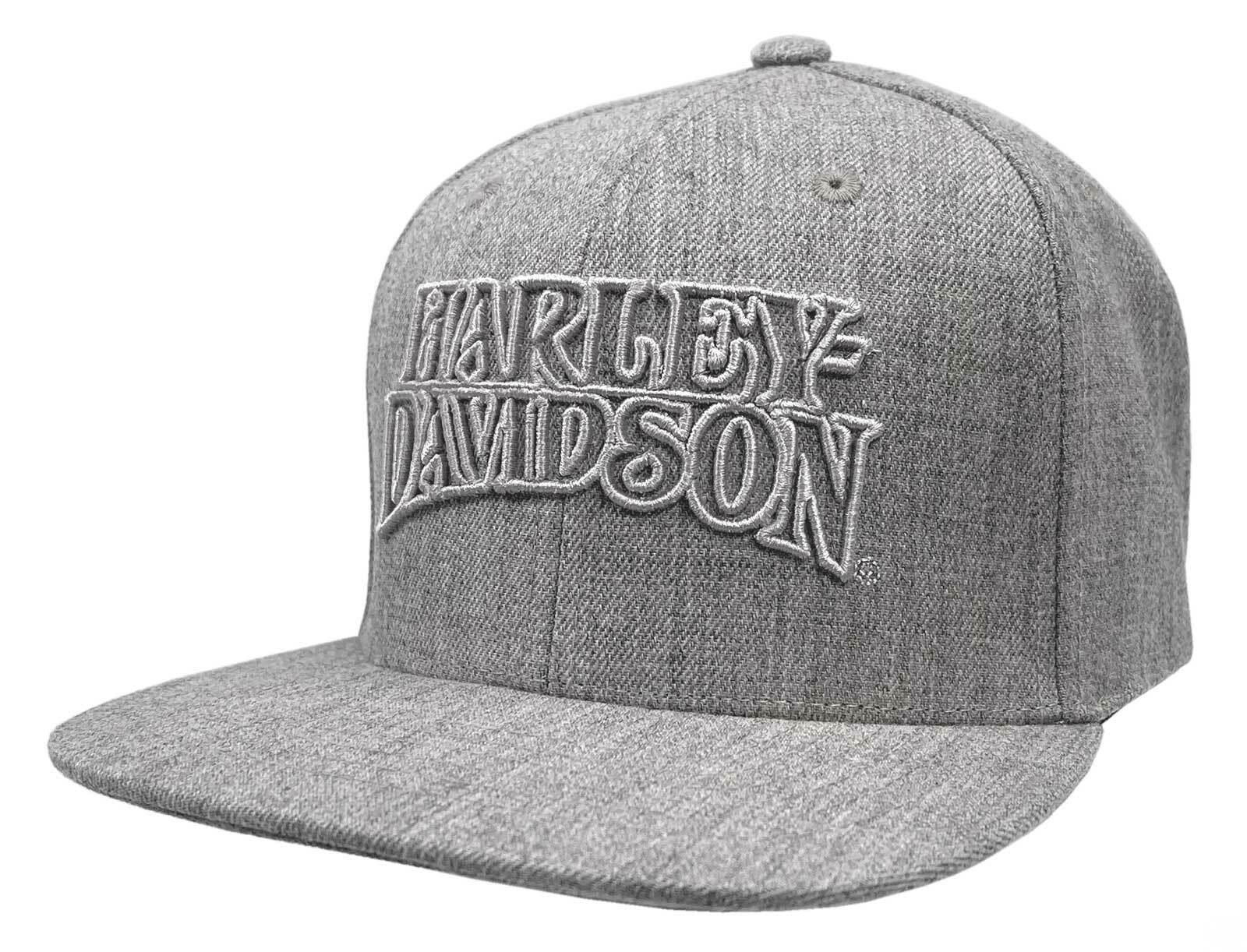 Harley-Davidson Men’s Ironhead Snapback Flat Brim Baseball Cap – Heather Gray