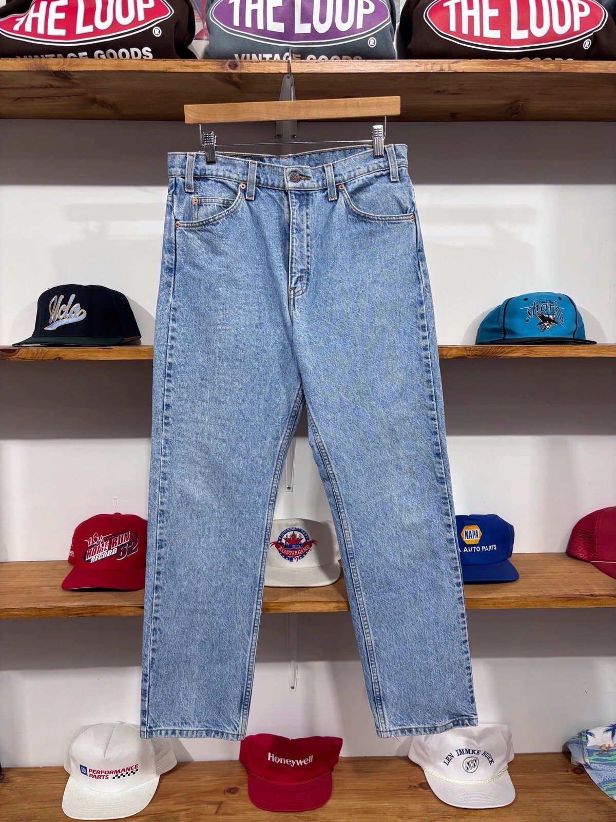 Vintage 90s Levi’s 505 Orange Tab Blue Light Wash Denim Jeans Regular Fit 33×30