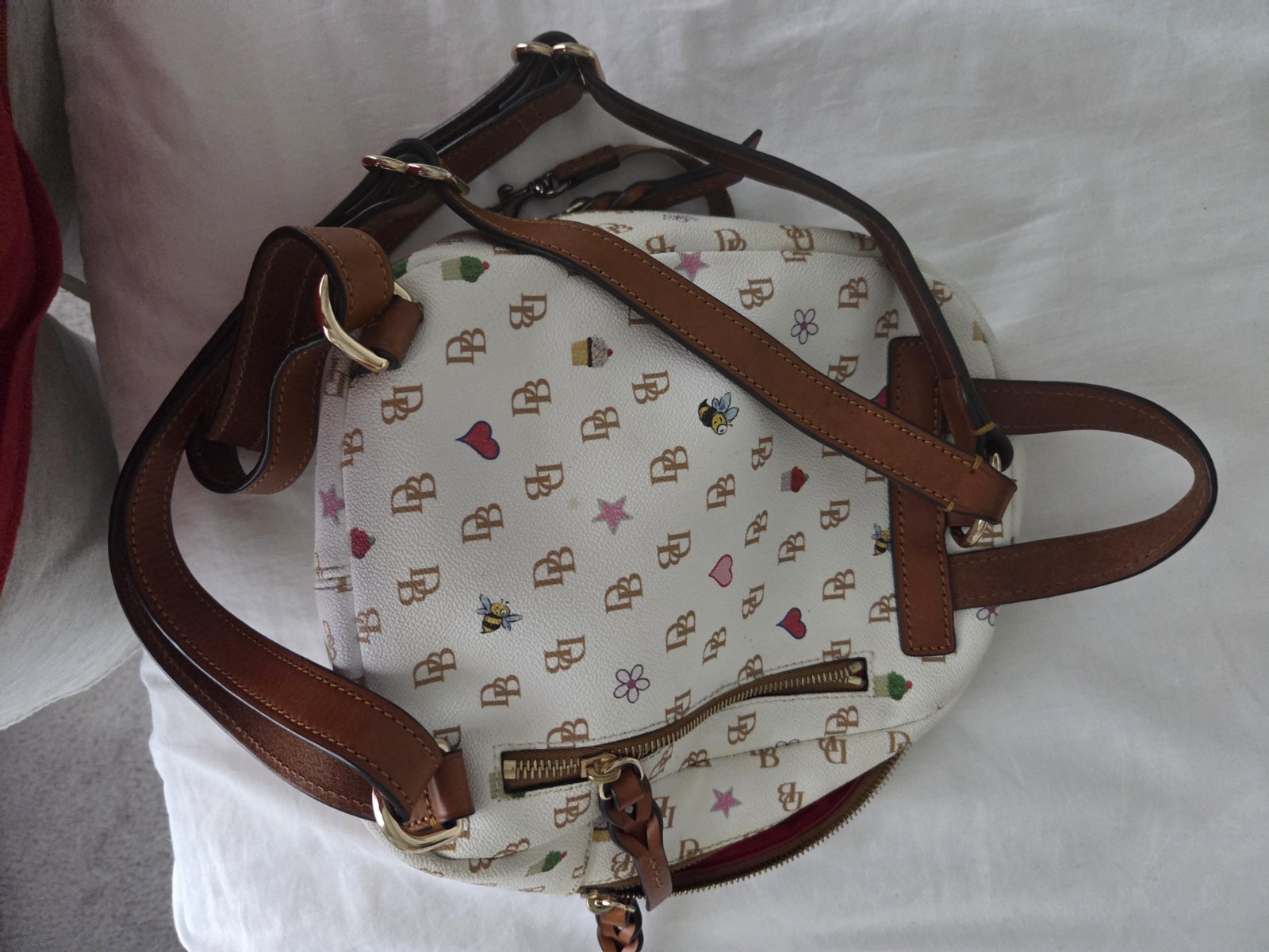 Dooney & Bourke Greta Ronnie Novelty Print White Backpack