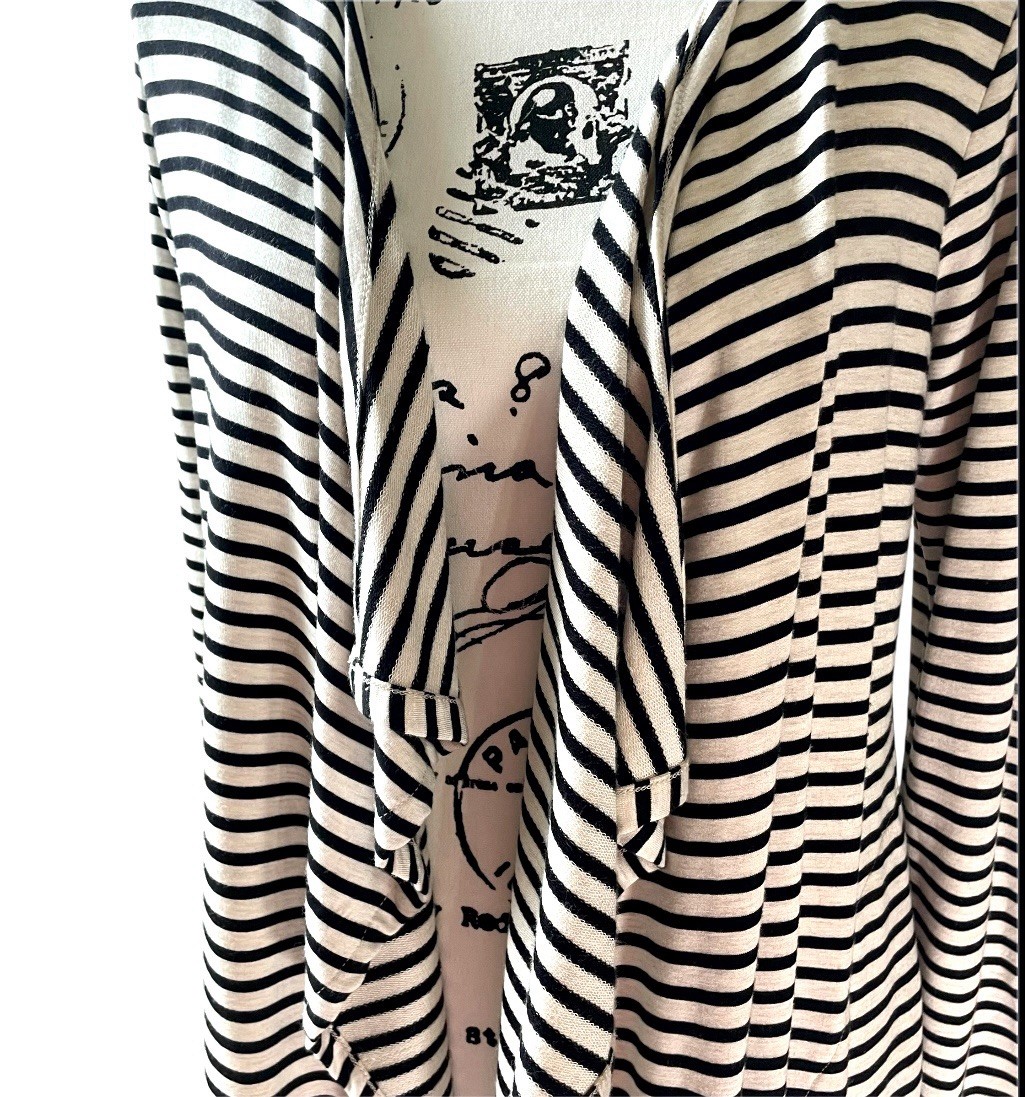Soma Divine Terry Drape Front Wrap Coastal Stripe Heather Women’s Small