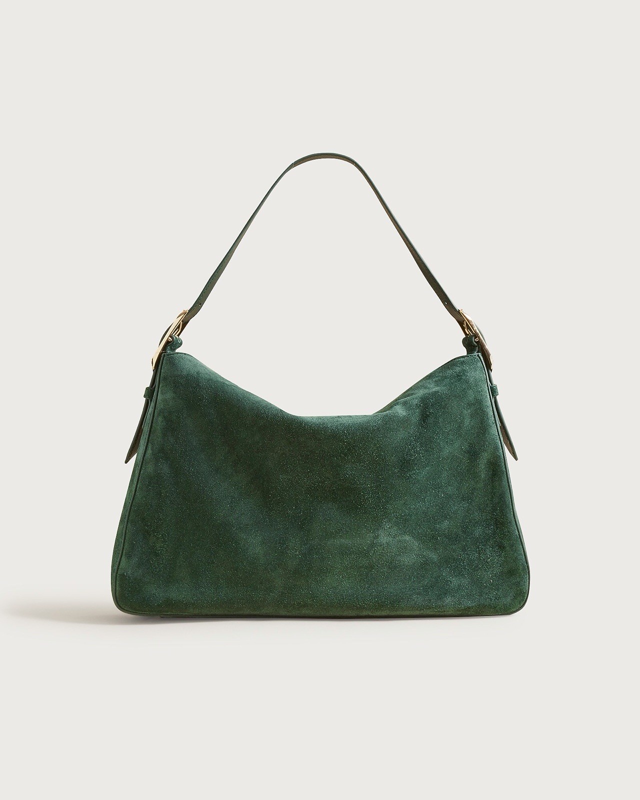 J.Crew Large Berkeley Luxe Suede Shoulder Bag Purse Midnight Foliage Green NWT