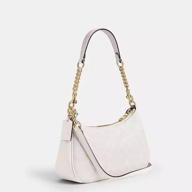NWT Coach Teri Shoulder Bag In Signature Canvas CV933 Gold/White/Chalk