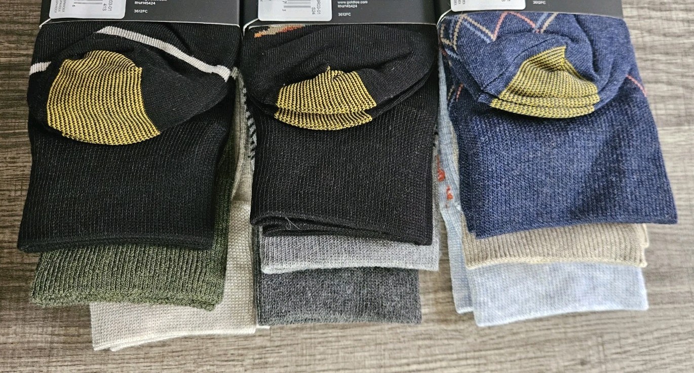 Lot of 3 GOLDTOE Men’s 3 Pair Assorted Crew Dress Socks Size 6-12.5 NWT Dog Boat