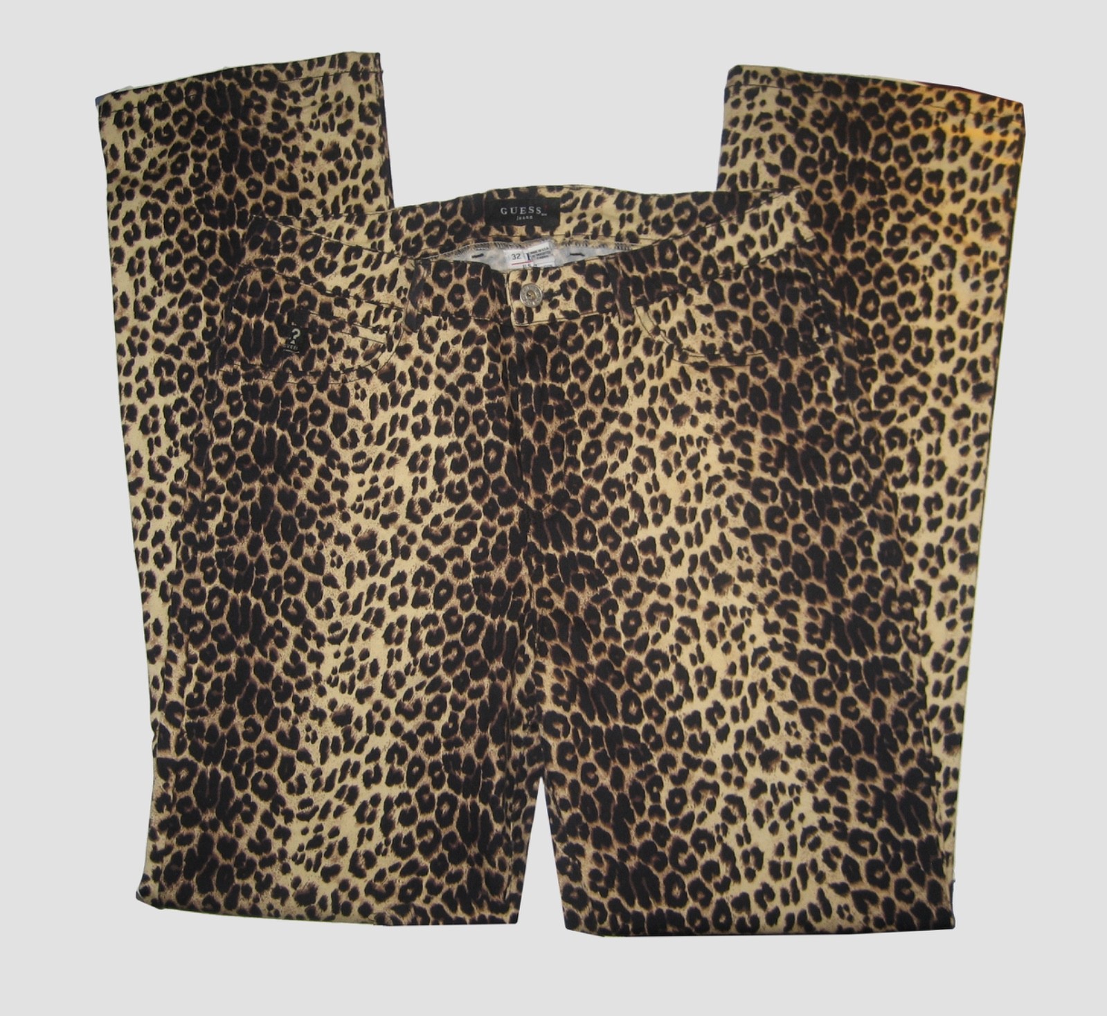 VTG GUESS JEANS USA CLASSIC LEOPARD PRINT TROUSER JEANS LT STRETCH SEXY LNC 32